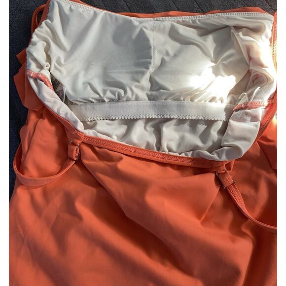Michael Michael Kors Size 10 Orange Tiered Ruffle One Piece Suit - Picture 6 of 8